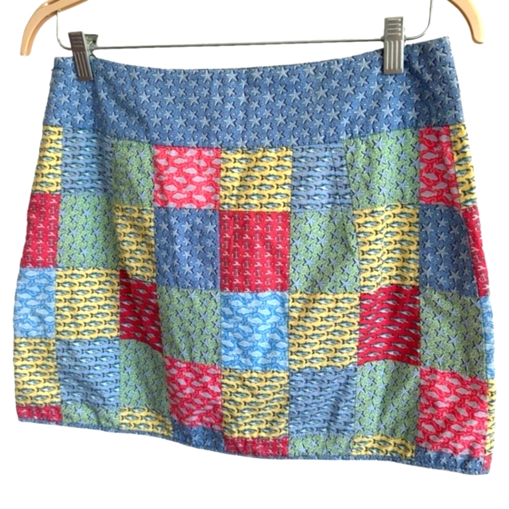 VINEYARD VINES by Shep & Ian Patchwork Mini Skirt Size 10 - 100% Cotton - Picture 12 of 14